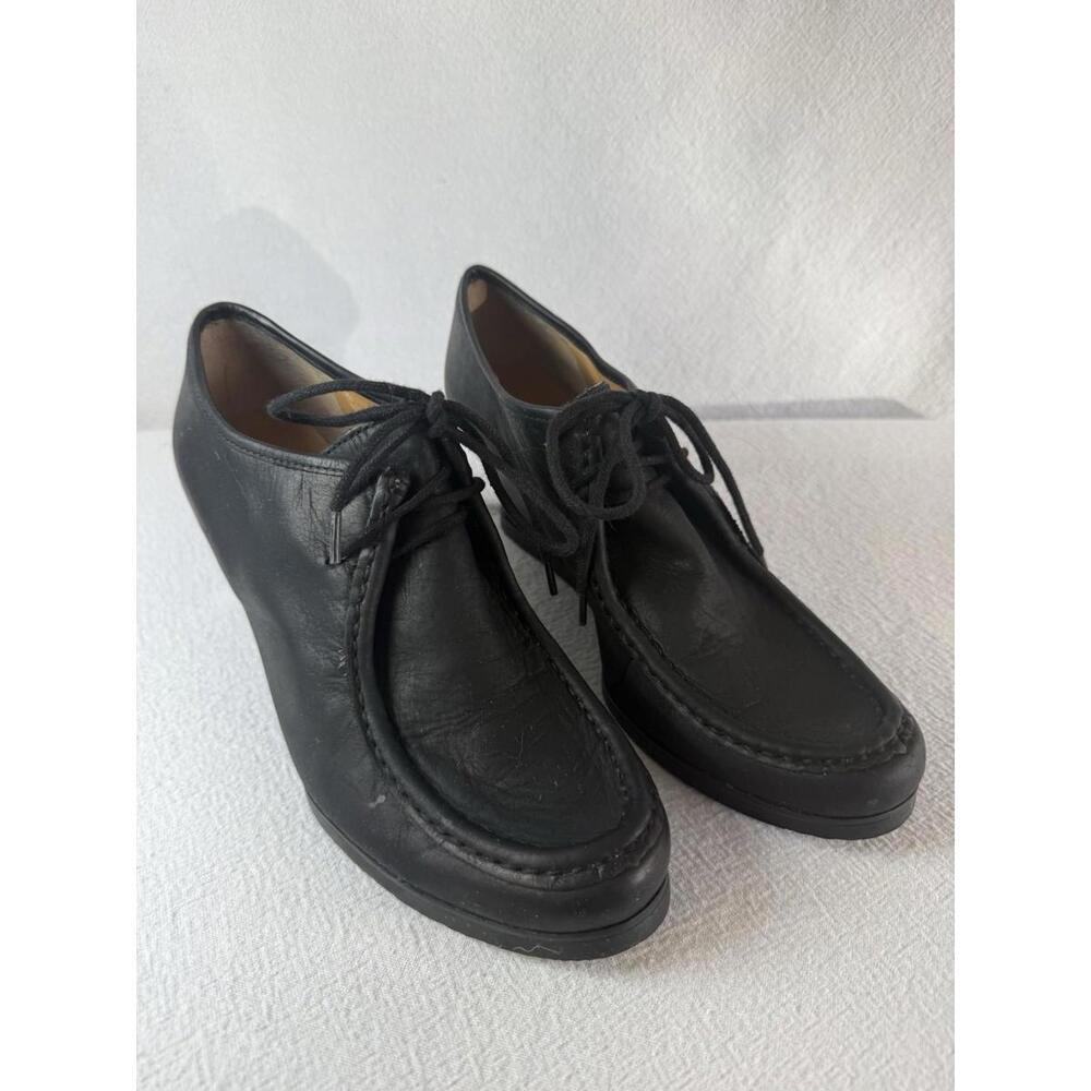 GRANDPACORE RALPHLAUREN DENVER BLACK LEATHER LACE UP WEDGE HEEL DARK EDGY GRUNGE - Picture 2 of 9